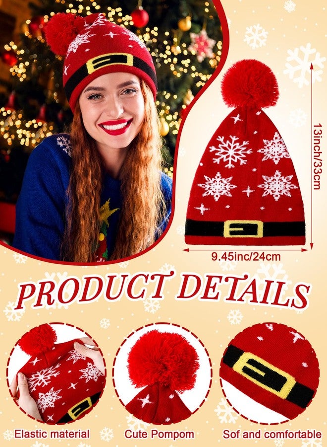 Cuffbow 12 Pcs Christmas Knitted Beanies and Scarf Gloves Set Xmas Santa Hats with Pom Winter Warm Skull Cap Long Knit Scarf Gloves for Adults Women Men Christmas - Image 2